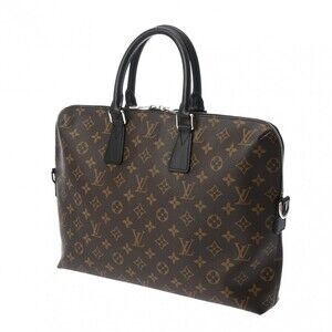 Louis Vuitton PDJ Business Leather Monogram Brown Bag Black Macassar